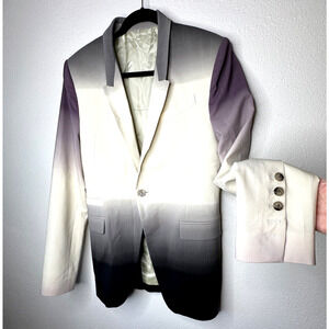 Rick Owens Cream Slim Fit Degrade Black Eggplant Virgin Wool Blazer Jacket 38